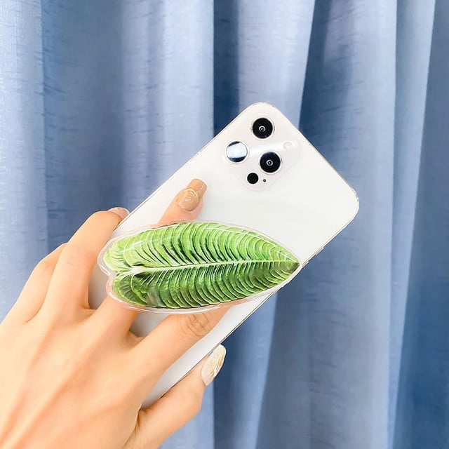 Paquete de 2 soportes y soporte para teléfono celular expandible plegable multifuncional de plantas de hojas raras tropicales (C)