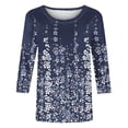 thumbnail image 4 of Xihbxyly Blouses pour Femmes Manches 3/4 Mode Féminine Col Rond Rétro Imprimé de Pâques Hauts Amples Blouse Offres du Jour, 4 of 4