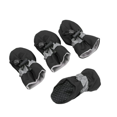 Leyfeng Dog Paw Protector  4-Piece Soft-Soled Non-Slip Dog Shoes with Adjustable Drawstring Waterproof Dog Boots for Small and Medium Pets Paw Conditioner