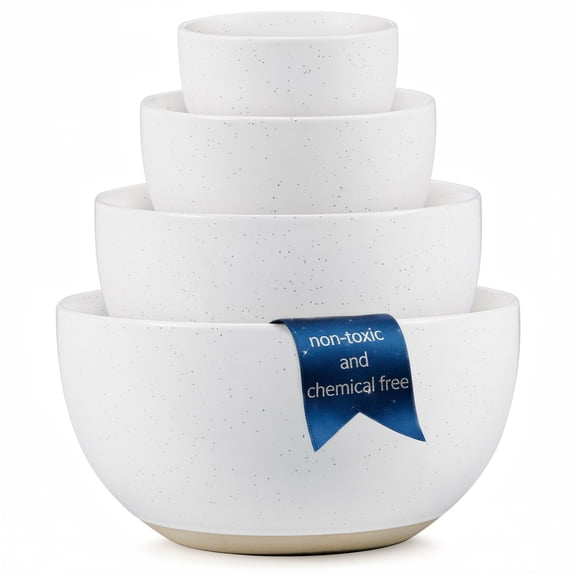 Kook Ceramic Nesting Bowls, 18/40/90/140 oz, Moonstone, Set of 4