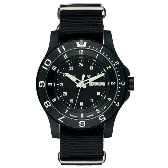 100072 Men's P6600 Type 6 MIL-G Military Black Dial Black Textile Nato Strap Dive Watch