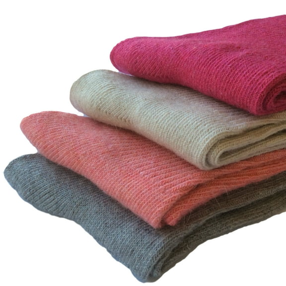 Meso Girl's 4 Pairs Pack Wool Socks Plain Color Size 0M-1Y Rose, Orange, Beige, Grey