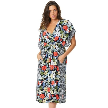 Jessica Simpson Women's Standard Basic Swim Bathing Suit Cover Up Multiple Style Available, Mandarin Multi, M