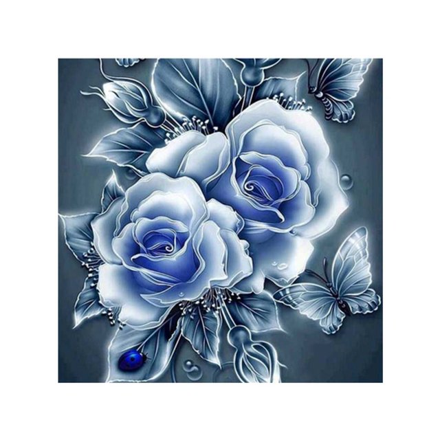 Kits de pintura de diamante rosa flor decoración de pared de diamante completo bordado punto de cruz artesanía, azul Kearding HA5459-05B