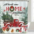thumbnail image 3 of Christmas Red Vintage Truck Shower Curtain, Xmas Tree Winter Snow Snowman Shower Curtain, Rustic Retro Farmhouse Fabric Bathroom Decor 72 x72 Inches, 3 of 5
