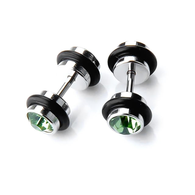 2x 1 piece Pendiente de Tapón de material acero Inoxidable para Hombre con Cristal de Imitación Hugo Pendientes y tachuelas