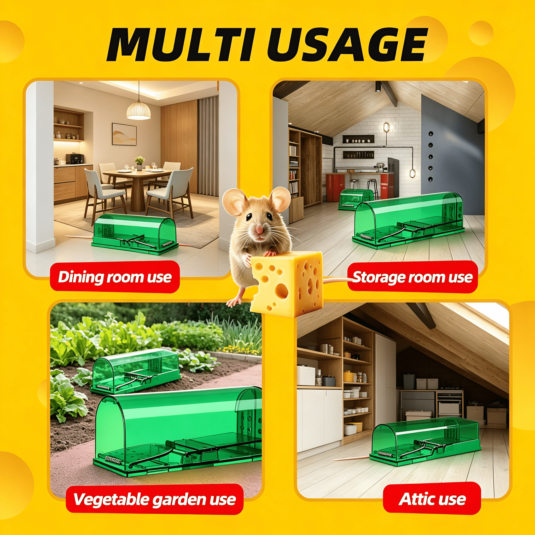 HIBIBUD 2026 New Mouse Traps,6 Pack Humane Mouse Traps for Indoors and Outdoors,Reusable Live Catch and Release Mouse Traps with Cleaning Brush and Gloves,Quick,Effective and Easy to Clean