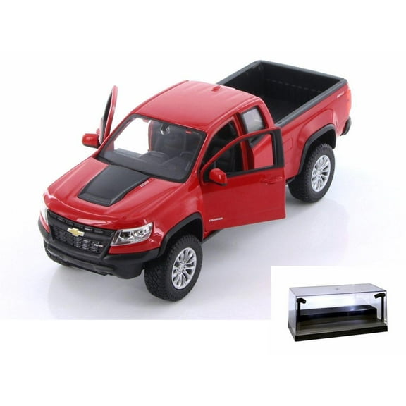 Diecast Car w/LED Display Case - 2017 Chevy Colorado ZR2, Red - Showcasts 34517 - 1/27 Scale Diecast Model Toy Car