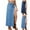Light Blue, variant on Cargo Skirts For Women Soft High Elastic Waist Side Split Skirts Solid Color Casual Loose Long Skirts With Side Pockets