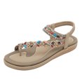 thumbnail image 2 of Women's Summer New Floral Elastic Casual Seaside Beach Flat Sandals Sandals for Women Beige 37, 2 of 3