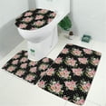 thumbnail image 2 of Pioneer Flower Floral Print Pattern Bathroom Rugs Sets 3 Piece,Toilet Cover Set,Absorbent Non Slip Bathroom Mats Sets with U-Shaped Contour Rug Toilet Rug Set, 2 of 5