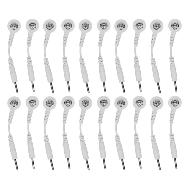 20 Pcs Fils d'Électrode 2.0 Po Bouton de Remplacement Portable Fils d'Électrode pour Instruments Thérapeutiques Blanc