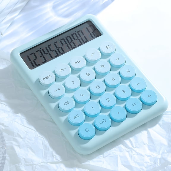 GJX Mechanical Switch Calculator, 12 Digits Large LCD Display, Cute Desktop Calculator with Big Buttons, Aesthetic Calculator for Office School Home Business Use, Automatic Sleep, Blue