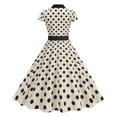 thumbnail image 4 of QUINDOS Womens Dresses A-Line V-neck Short Sleeve Casual Party Dresses Summer Button Slim Polka Dot Long Mini Womens Dresses, 4 of 8