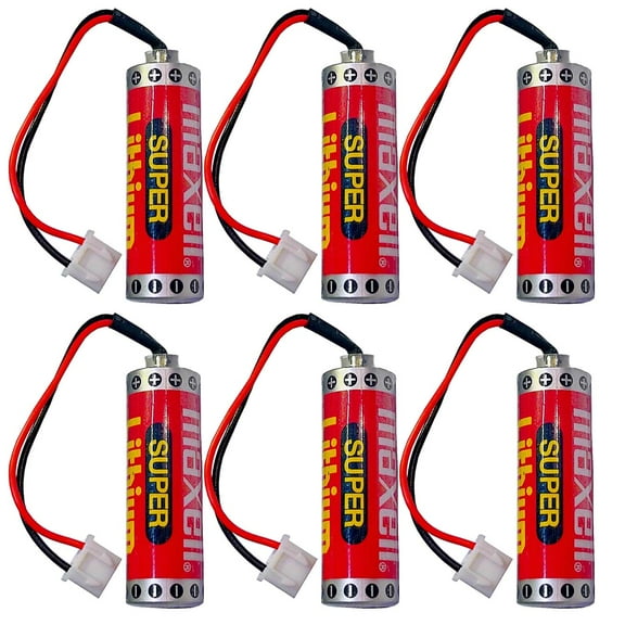 (6-Pack) er6c Battery 1800mah 3.6v Replace for Mitsubishi fx2n-128mr fx1n PLC with White Plug