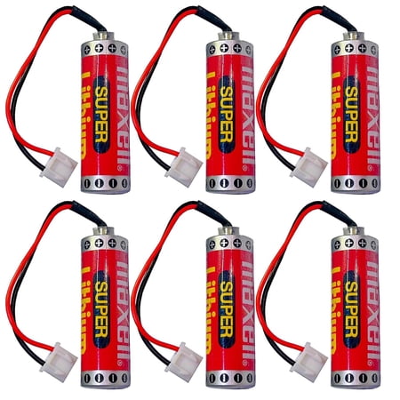 (6-Pack) er6c Battery 1800mah 3.6v Replace for Mitsubishi fx2n-128mr fx1n PLC with White Plug