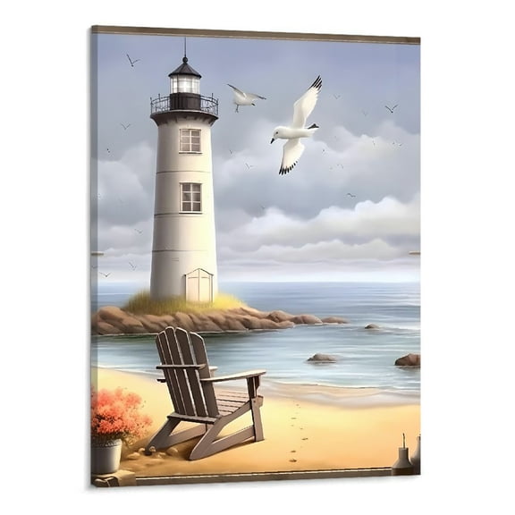 PRATYUS Canvas Wall Art Picture 16x20in for Living Room Bedroom Fall Decor Beach Lighthouse 16x20in