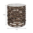 thumbnail image 4 of JONATHAN Y Malaya 16" Bohemian Coastal Handwoven Water Hyacinth Open Weave Round End Table with Glass Top, Brown, TBL2508B, 4 of 6