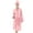 Pink, variant on Womens Robe Pockets Soft Plush Coral Velvet Solid Color Belt Quick Dry Water Absorbing Plaid Printing Long Sleeve Bandage Bathrobe Spa Loungewear and Shower Cap