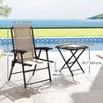 thumbnail image 2 of Folding 3-Piece Metal Patio Bistro Set - Khaki Outdoor Table & Chairs | Perfect for Small Balconies, Patios & Entryways - Breathable Texteline Seating, 2 of 7