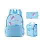 thumbnail image 1 of Cartera de 3 piezas, mochila de estudiante de escuela primaria, mochila escolar de unicornio, estuche de lápices para niñas, bolsa de almuerzo (Mochila, estuche de lápices, bolsa de almuerzo) Azul XianweiShao 8390613991997, 1 of 1