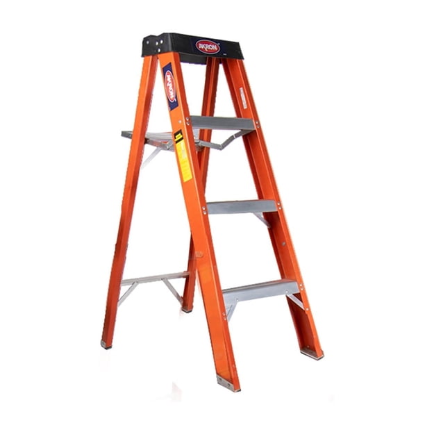 Escalera de Tijera Akron 80-91 | De Fibra de Vidrio | Altura 1.15m | 3 Peldaños | Uso Industrial Pesado (Tipo IA)