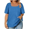 thumbnail image 4 of DYTTDG Womens Plus Size 2026 Summer Tops Square Neck Puff Short Sleeve Casual Loose Tee Shirts, 4 of 5