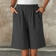 thumbnail image 2 of Arlun Womens High Waist Baggy Shorts Linen Loose Fit Five Point Pants with Pockets Solid Color Wide Leg Summer Shorts 2026 Beach Vacation Thin Breathable Bottoms Grey S, 2 of 7