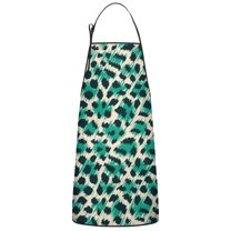 Leopard Pattern with Green and Black Spots Apron-Garden Aprons for Women with Pockets-Cotton Linen Waterproof Kitchen Cooking Gardening Aprons Adjustable for Kitchen,Cooking,BBQ and Salon 33x27 Inch