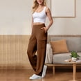 thumbnail image 6 of Lmnyox Women's Cargo Sweatpants Wide Straight Leg Elastic Waist Joggers Casual Loose Athletic Trousers with Pocket, 6 of 8
