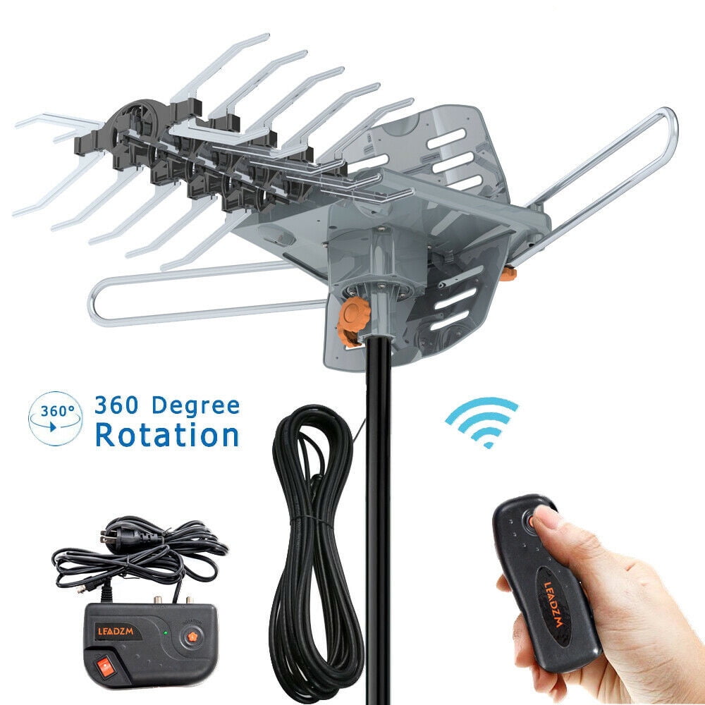 Cable Leadzm 120Miles 1080P Outdoor Amplified HD Digital TV Antenna Long Range 