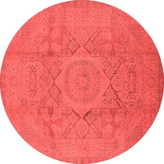 Ahgly Company Indoor Round Oriental Red Industrial Area Rugs, 3' Round
