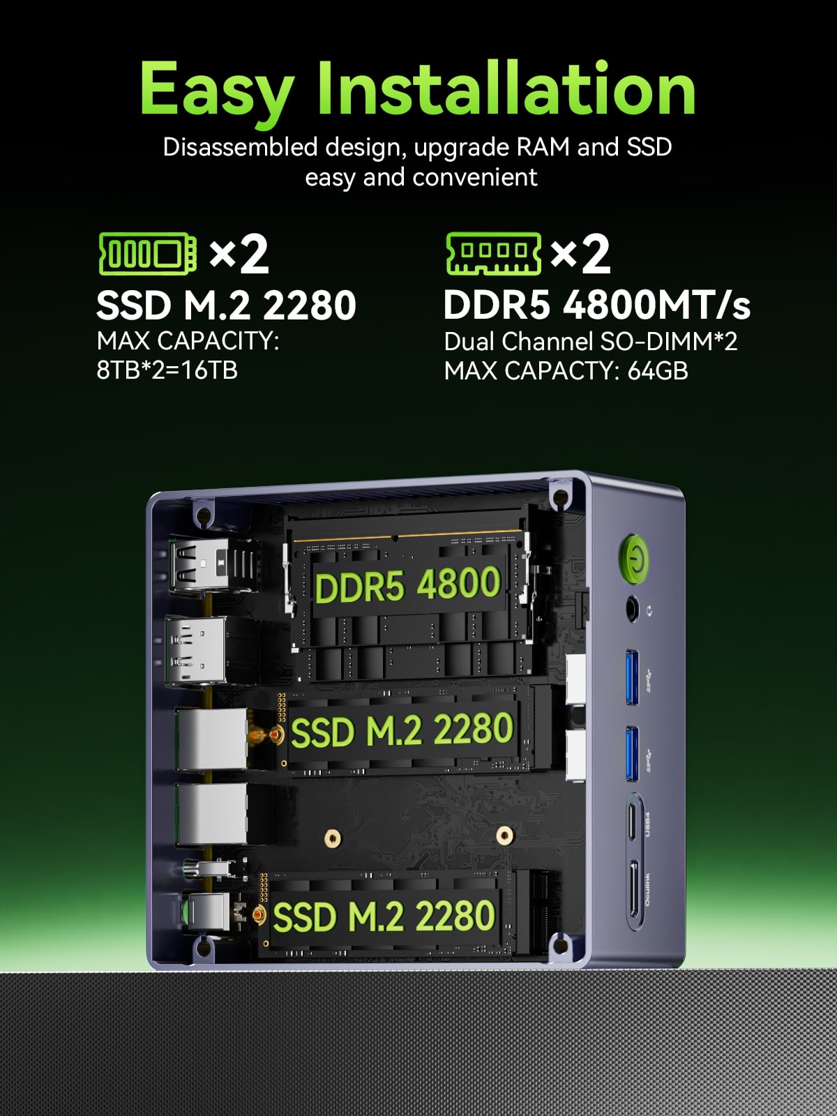 GMKtec M7 Ultra Mini PC AMD Ryzen 7 PRO 6850U (MAX 4.7GHz), 16GB RAM 1TB SSD, 2.5GbE NIC LAN Office Home Desktop Computers, Quad 4K Display, WiFi, BT, USB-C, DP