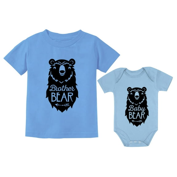 Big Brother Bear shirt Little Baby Boy Girl bodysuit Matching Sibling Outfit Set Toddler California Blue 5/6 / Baby Aqua 18M (12-18M)