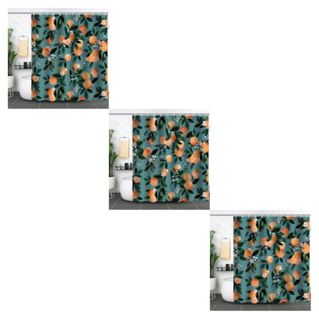 Advancent Cortina de ducha Allover Fruits - Impermeable, a prueba de moho, extra gruesa, lisa, con anillo de tracción, para baño -7 180*180 Type1 NO1