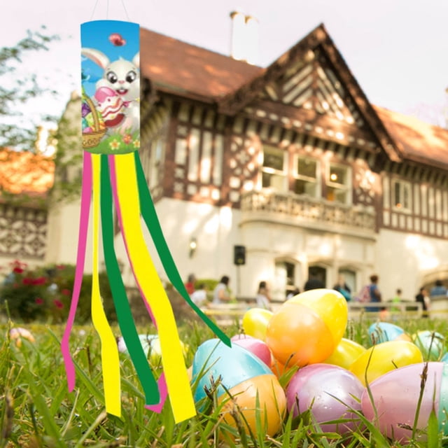 BotaniNest Easter Garden Windsock Flags Cute Cartoon Rabbit Pattern Party Decoration Outdoor Courtyard Festival Atmosphere Decoration Props