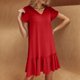 thumbnail image 5 of mfyjkho Vestidos para mujer, Vestido holgado informal de color liso con volantes, elegante, de manga corta y cuello en V para mujer Vestidos de playa para mujer m, 5 of 9