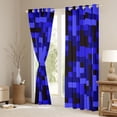 thumbnail image 3 of Homewish Fashion Square Buffalo Black Out Curtains for Teen, Rectangle Checkered Curtains Pack of 2 (42x63 Each), Royal Blue Pixelate Miner Bedroom Curtains, Black Out Curtains Room Decor, 3 of 6