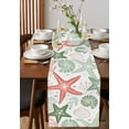 thumbnail image 3 of Table Runner Dresser Scarf 14 x 72 Inch Summer Ocean Sage Green and Red Coral Starfish Seashells Table Runners Non-Slip Heat Kitchen Dining Table Decor for Indoor Outdoor Home Party Decoration, 3 of 7