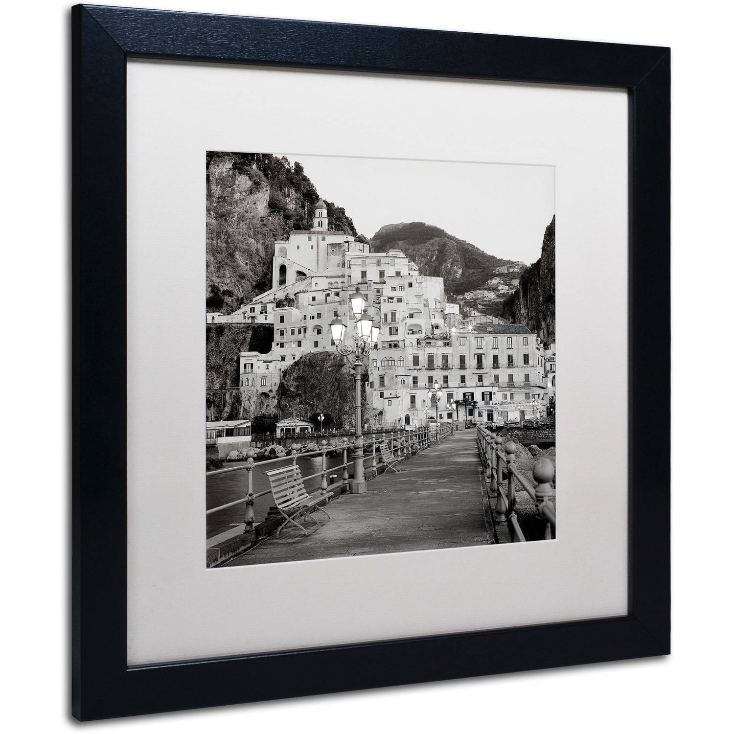 Trademark Fine Art "Amalfi Pier I" Canvas Art by Alan Blaustein, White Matte, Black Frame