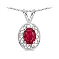 thumbnail image 2 of Star K � Vintage Style Filigree Oval 6x4mm Created Ruby Pendant Necklace, 2 of 9