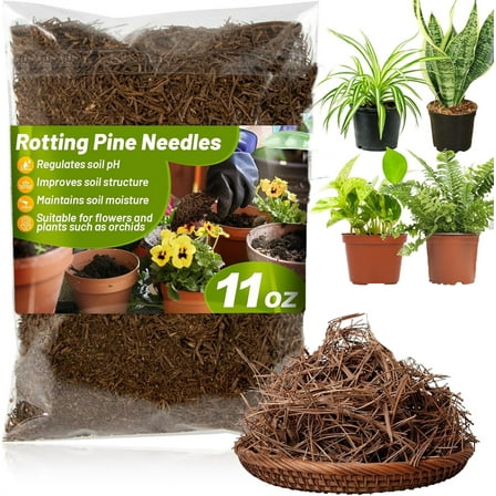 Tutuviw10oz Rotting Pine Needles Mulch for Orchid,Natural Mulch for Potted Plants,Premium Pine Needle Mulch for Garden Landscaping Orchid Potting Mix for Indoor Outdoor Potted Plants