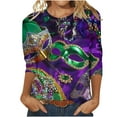 thumbnail image 2 of SOOMLON Mardi Gras Shirts Women Tuesday Shirts Carnival Themed Party 3/4 Sleeve Outfits Funny Mask Graphic Tshirts Tunic Round Neck Tops New Orleans Holiday Blouses 2025 Multicolor XL, 2 of 5
