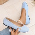 thumbnail image 5 of IEMIEMIEM Women's Slip On Flats Square Toe Fashion Casual Leather Chunky Low Heels Ballet Flats Wide Comfortable Walking Shoes Slip-On Loafers Dress Shoes Blue 8.5 Wide, 5 of 5