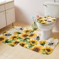 thumbnail image 2 of Sunflower Bee Bath Mat 3 Piece Bathroom Rug Set, Yellow Botanical Vintage Rose Floral Spring Non Slip Bath Rug Contour Mat and Toilet Lid Cover, Absorbent Shower Mats Soft Bath Rugs and Mats Sets, 2 of 8