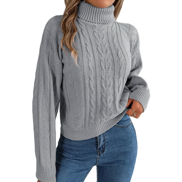 Pull Femme Doux Hiver Manches Longues Tricot Pull Chaud Pull Décontracté  Pull