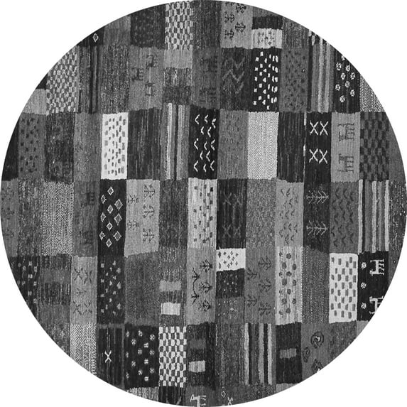 Ahgly Company Indoor Round Abstract Gray Contemporary Area Rugs, 4' Round
