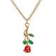 thumbnail image 1 of 1 pieza de collar con colgante de rosa, cadena de rosas, colgante antiguo, collar de rosas vintage (dorado), 1 of 5