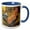 Blue/White, variant on 3drose, Painting of an Elegant Farmyard Rooster with Distinct Comb and Wattle, 11oz Two-tone Yellow Mug
