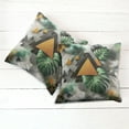 thumbnail image 6 of Ambesonne Monstera Throw Pillow Cover 2 Pack, Triangles Marble Abstract, 16", Fern Green Grey Camel, 6 of 7